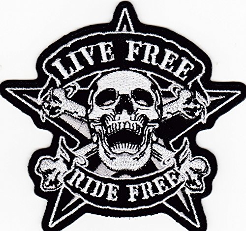 JAB Seller Ecusson brodé Ecussons Imprimés Ecussons Thermocollants Iron-on Patch Live Free Ride Free Crane Biker Motorcycle Cover