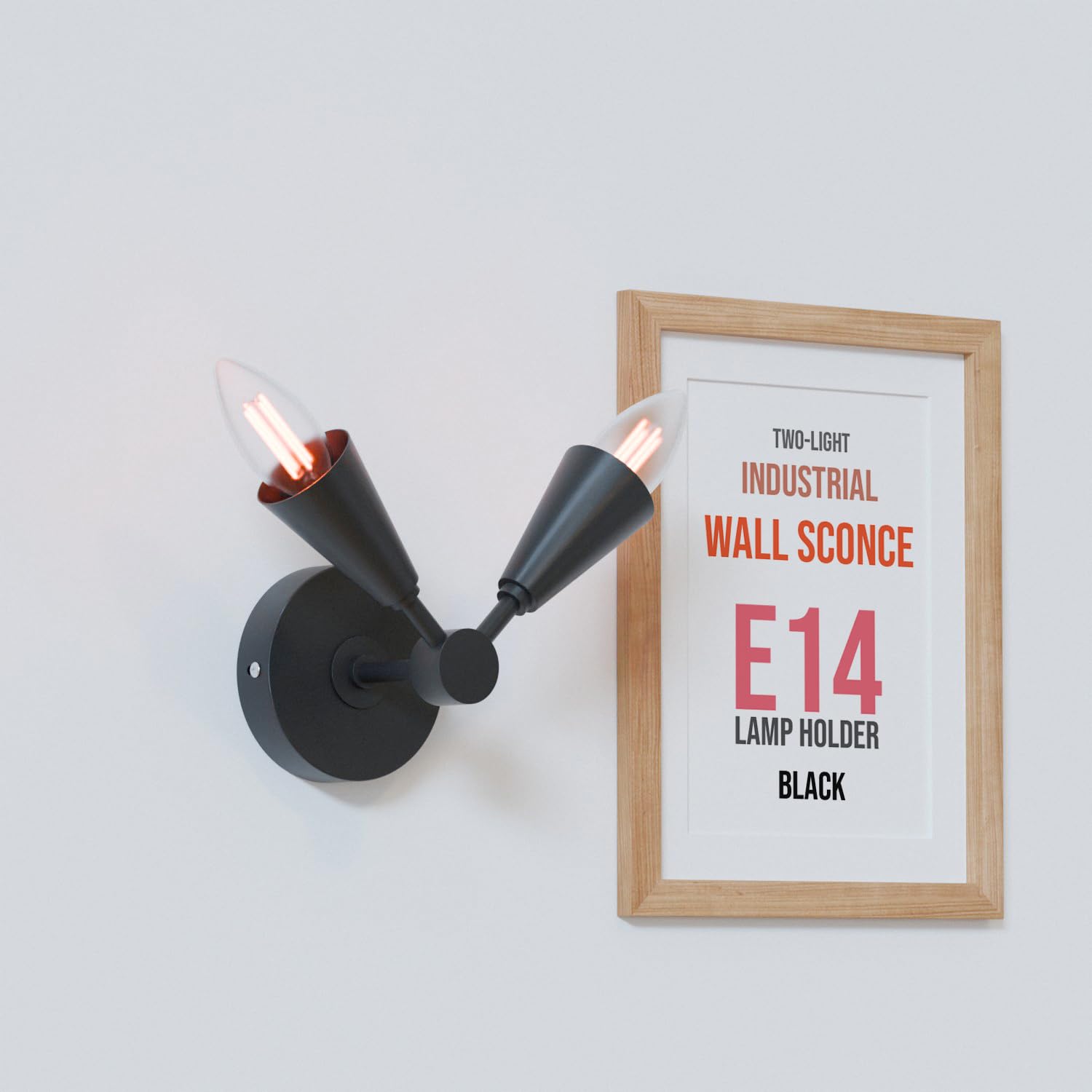 DC VOLTAGE Modern Adjustable Double Wall Lamp with Twin Cone Fittings E14 Lamp Holder Up & Down Indoor Wall Lighting Fixture for Dining Room Staircase Office Bedroom
