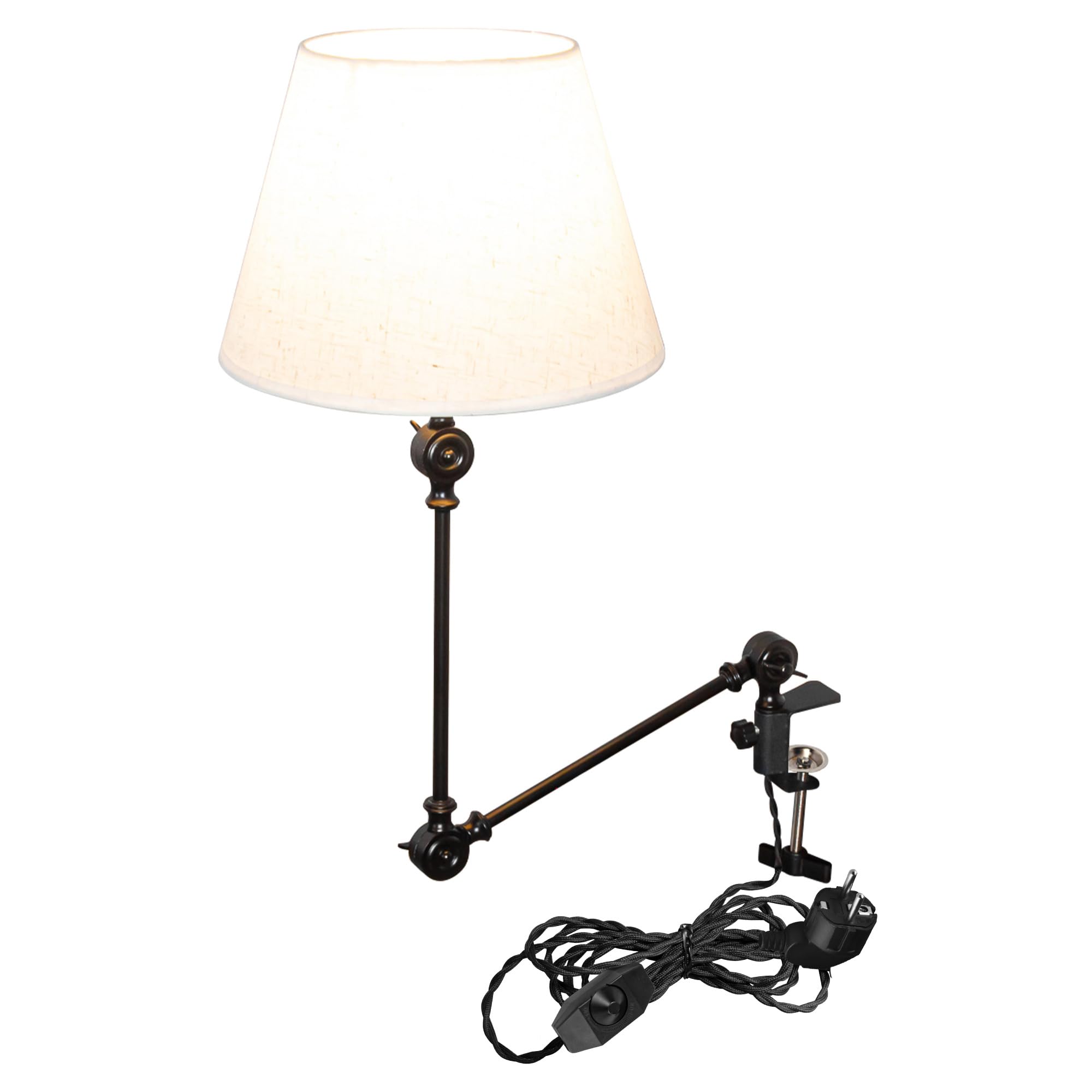 Retro Klemmleuchte,1 Packung Leselampe mit 2,5 m Kabel, Dimmbar Nachttischlampe,Augenpflege Schreibtischlampe für Büro Heimgebrauch, E27 Lampenhalterung TD0753