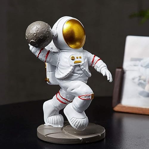 Miniatura 5 de Estatua de astronauta de resina, figura de astronauta, estatuas de astronauta, modelo de escultura para regalos para el hogar, recuerdos, caja