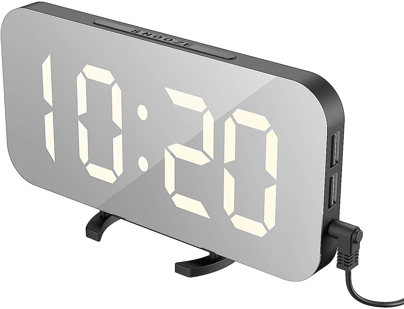YONII Digital Alarm Clock with LED Mirror, Portable Alarm Clocks with