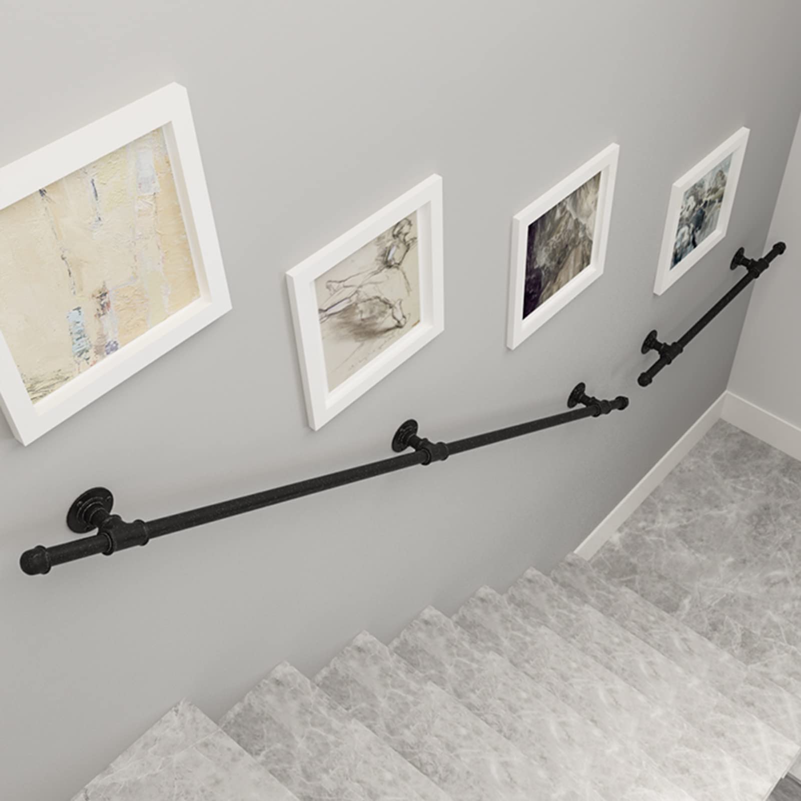 Ringhiera per corrimano per Scale, Supporto per Parete in Ferro battuto in Metallo, gradini per Esterni e ringhiera per corrimano per Scale Interne, Kit Completo, 1 2 3 4 5 6 Metri (Size : 1m)