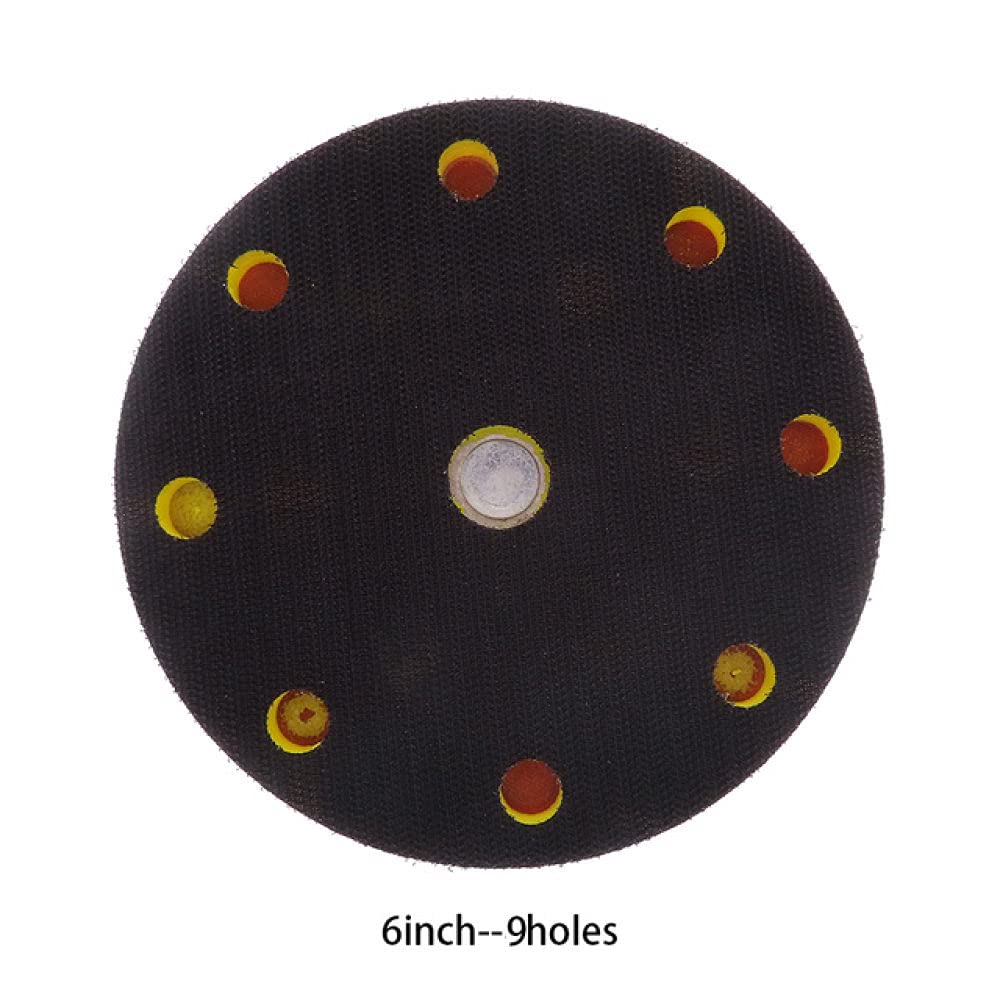 6 inch 150mm 9/15/17/52 Holes Sander Backing Pad Hook Loop Sanding Pads with 5/16"-24 Thread Dust Free Sanding Disc Holder,9holes