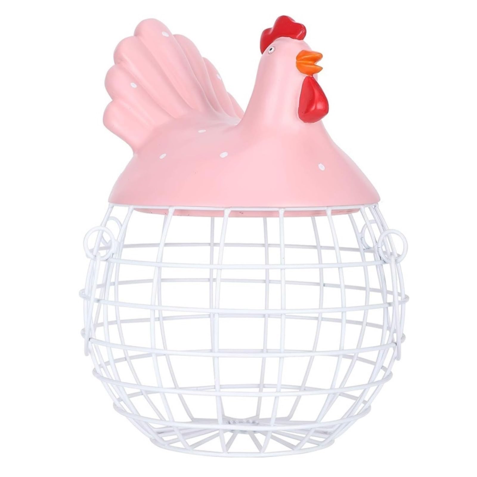 Huevera Gallina Cesta De Almacenamiento De Huevos De Alambre De Metal, Cesta De Almacenamiento De Frutas, con Asas, Puede Contener Huevos Frescos Hueveras(Pink)