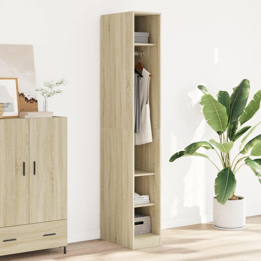 Armadio in rovere Sonoma, 30 x 50 x 200 cm, con asta appendiabiti, scomparto, scaffale e porta, per camera da letto, corridoio, spogliatoio, contenitore compatto con spazio