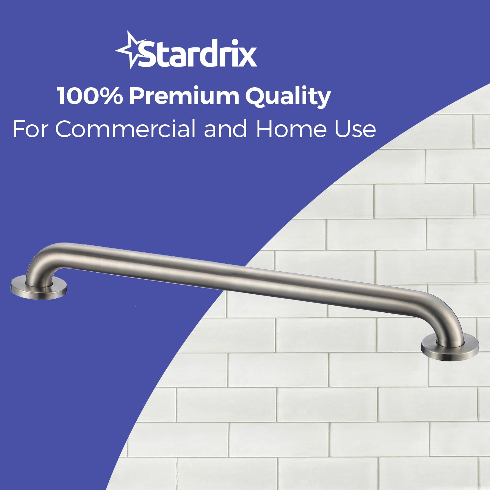 Stardrix Barra de agarre de 24 pulgadas compatible con ADA, 1.5 pulgadas de diámetro, bridas de montaje ocultas, apta para discapacitados, baños comerciales y residenciales, acero inoxidable cepillado