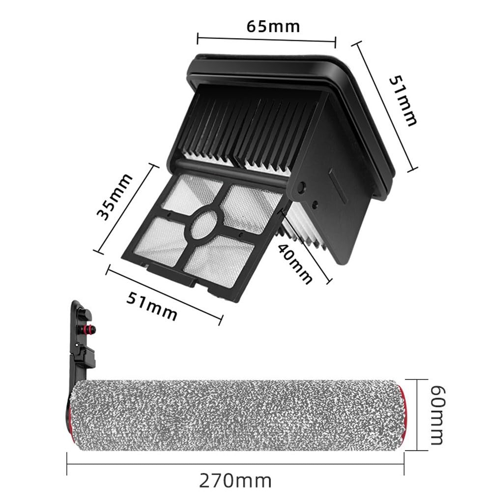 ZYNCUE Rollenbürste und Filter-Kit H15 für Pro Heat Hhr48A Nass Trocken für Staubsauger Hauptseitenbürste Ersatzteile Roboter Staubsauger Ersatzteile