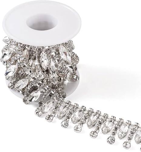 Mega Pet 1 yarda para cadena de borla de diamantes de imitación de hierro, cadena de copa de diamantes de imitación de diamantes de imitación,