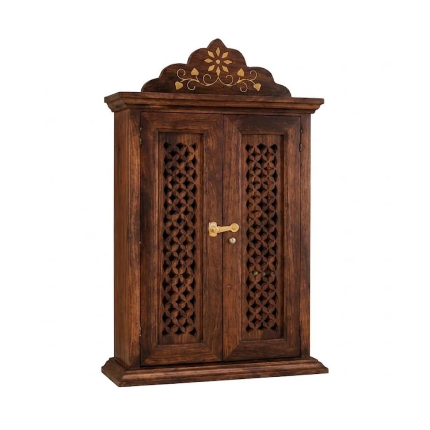 Handcrafted SHEESHAM Wood Key Holder Cabinet for Wall | Decorative Key Storage Box with Doors & Hooks | Rustic Wooden Key Organizer for Home Entrance, Living Room & Office-image-36