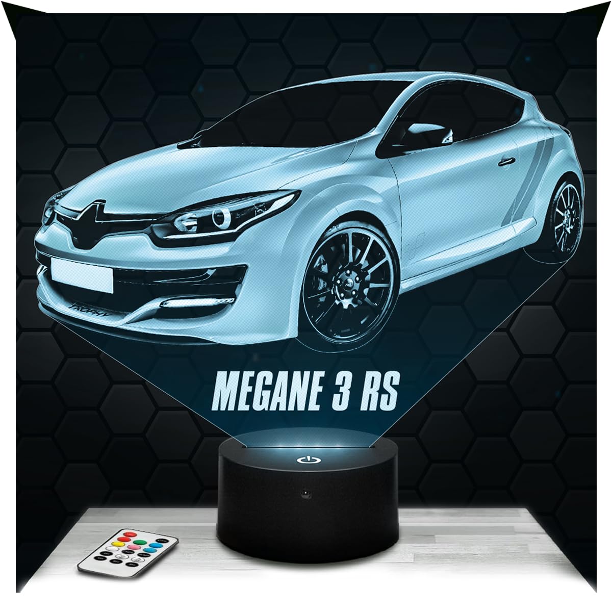 Lampephoto.fr - Car 3 RS 3D Lamp, Night Light 3D LED Illusion Lamp, Miniature Decoration Collection, Gift idea for Car Fan, Night Light for Children's Bedroom, Gift idea for Boys