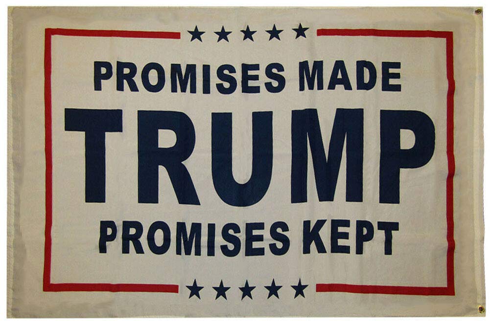 12 Bandiere Trump 12x18 Con Bastone – Promesse Fatte Promesse Tenute – Nuove