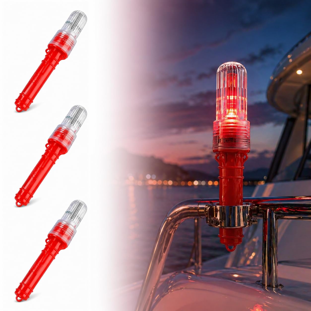 Photo 1 of 3 PCS Boat Flares, Marine Flares, Visual Distress Signals for Boats, Waterproof and High Visibility for Fishing Vessels, Buoys, and Emergency Signaling