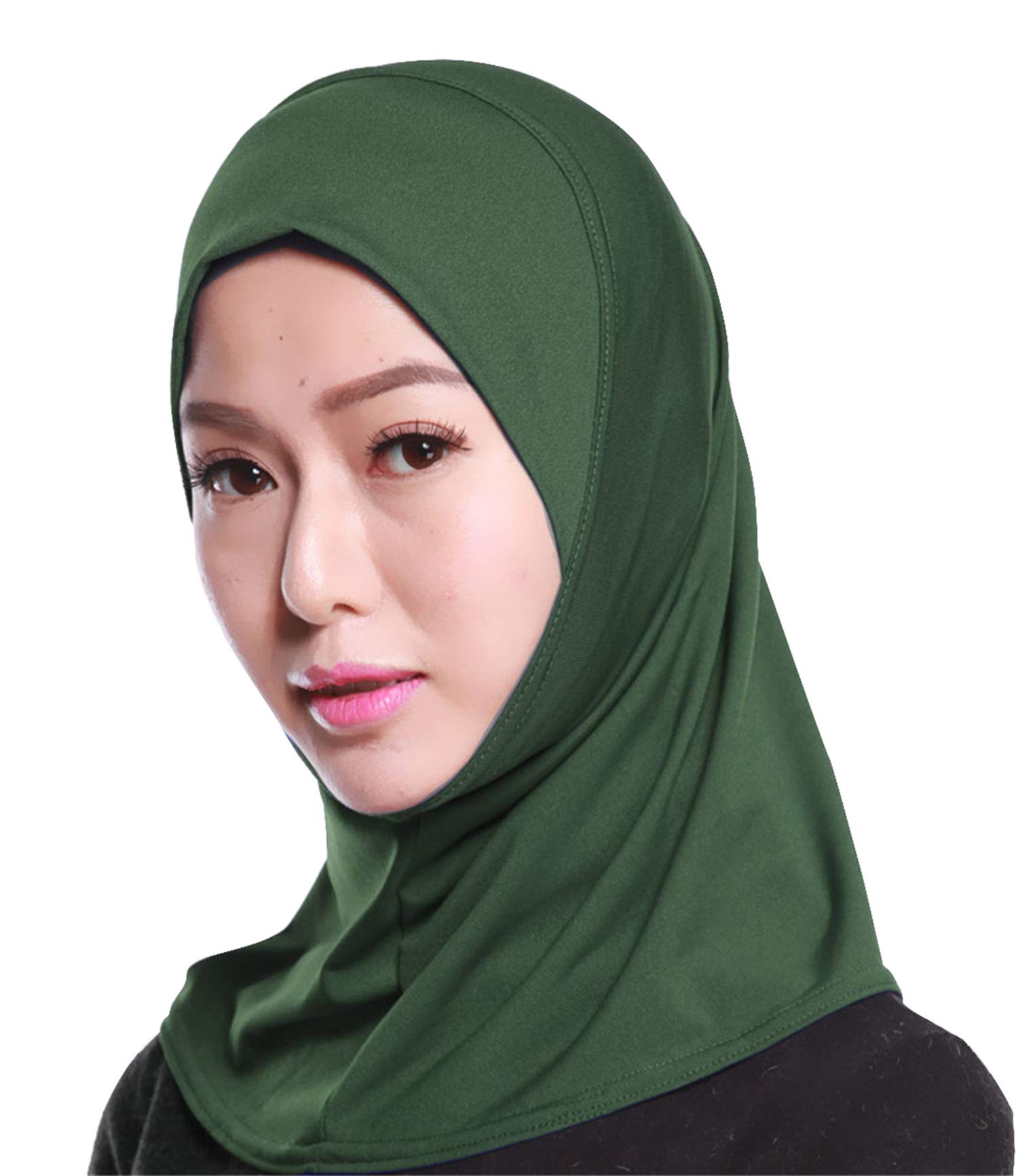 GladThink Ladys Muslim Small Short Hijab Caps Islamic Scarf ArmyGreen