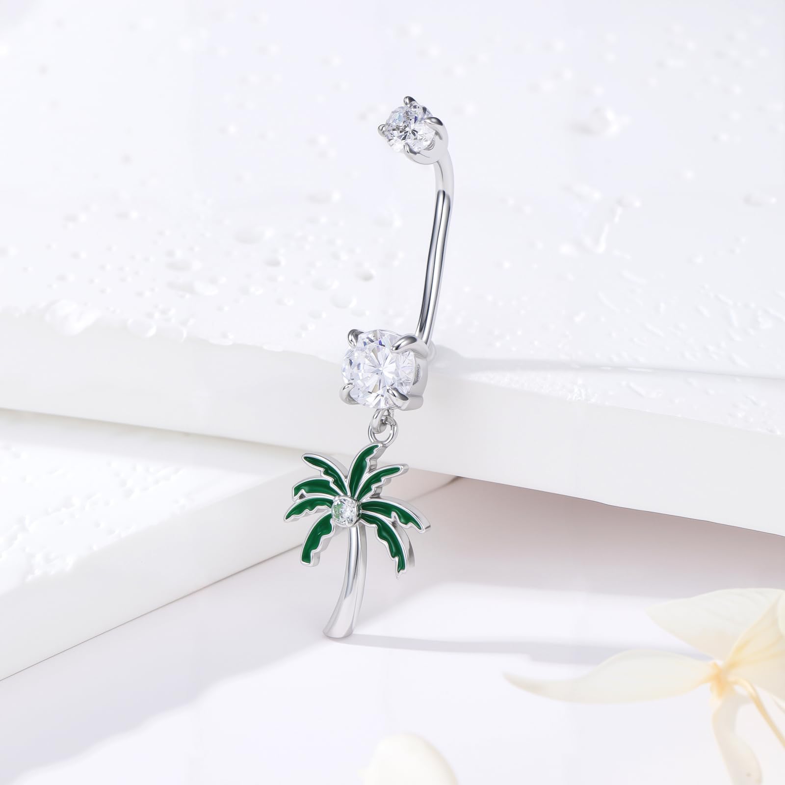 PROESS Bauchnabelringe Palme 925 Sterling Silber Bauchpiercing Schmuck Hypoallergenene Bauchnabelringe Geschenke für Frauen