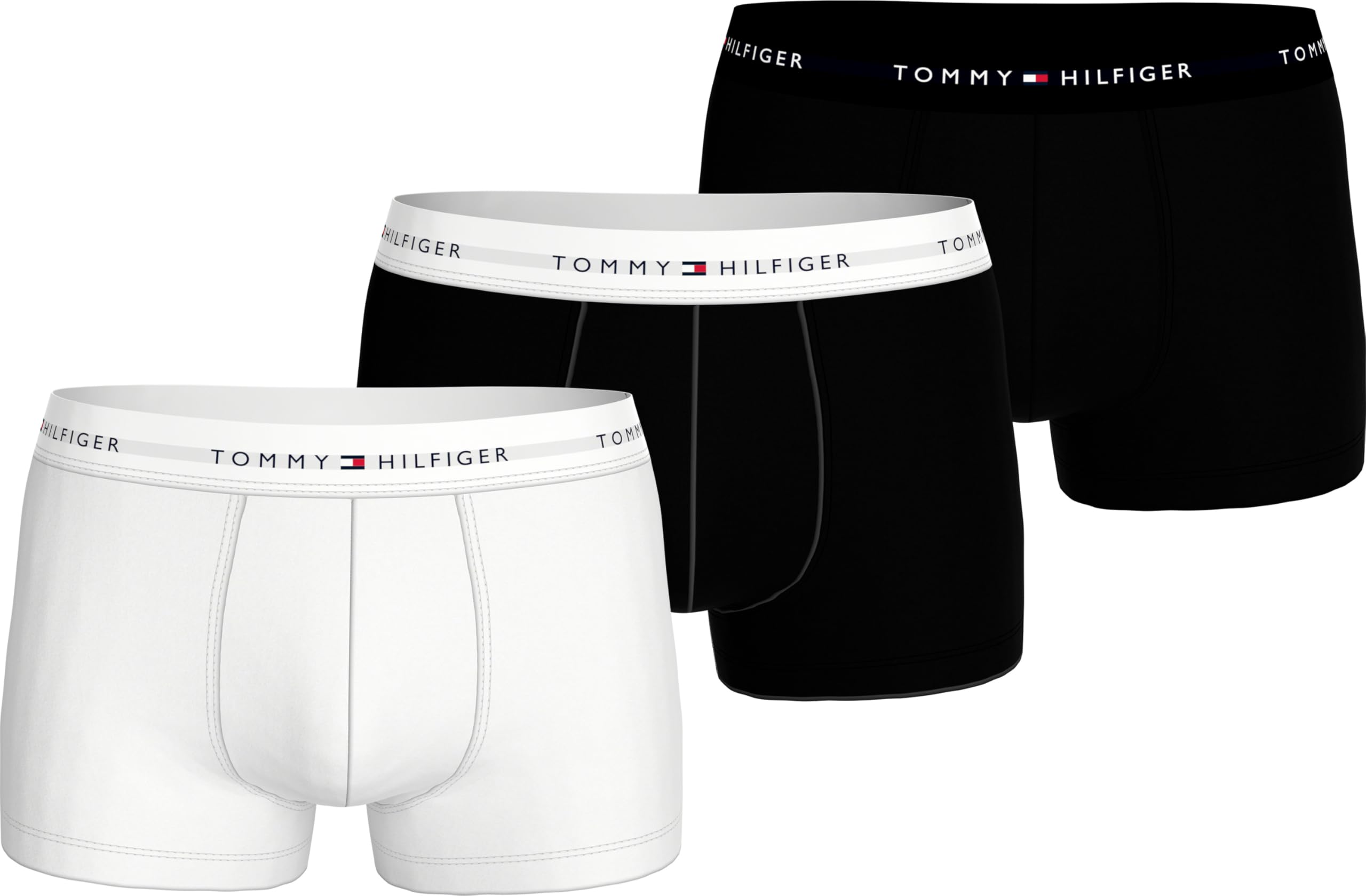 Tommy Hilfiger Herren 3er Pack Boxershorts Trunks mit Stretch, Mehrfarbig (Th Wht/Th Wht/Blk), XXL