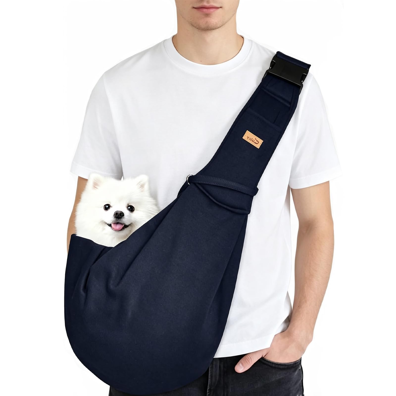 CUBY Dog Sling Carrier with Adjustable Strap, Hands-Free for Small Pets