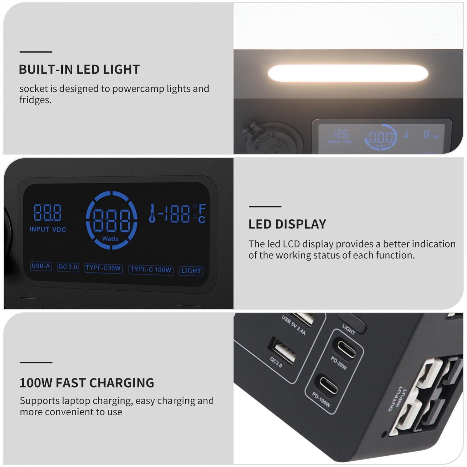 Caricabatterie portatile multipresa DC12V con porte USB per camper e campeggio all'aperto, 4 ingressi/uscite, accessori per casa, ufficio, viaggi, Scatola di alimentazione, 16.6x11.7x5.7