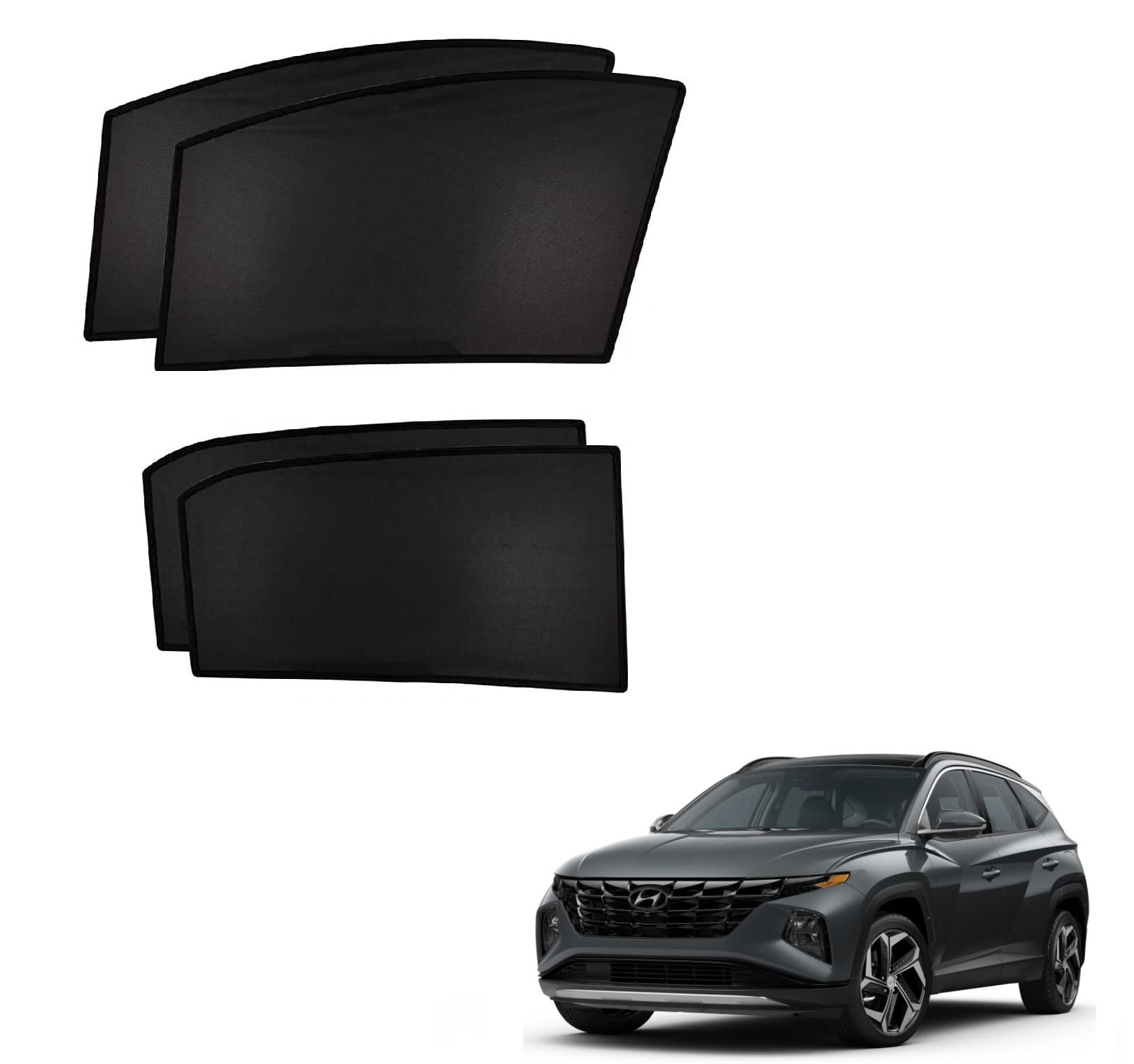 Auto Addict Custom Fit Car Sun Shades Fix Non Magnetic Curtains Mesh Compatible Black for Hyundai Tucson New(2022-Present)