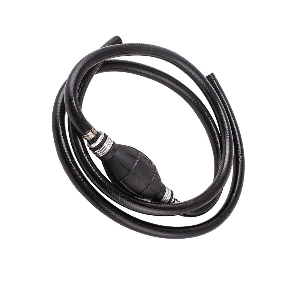 ZKer 6FT 1/4" (6mm) Nylon Braided Fuel Line with Primer Bulb Universal Marine Outboard Boat Fuel Hose Line Assembly Steel Hose Clamps Primer Bulb for Motor RVs