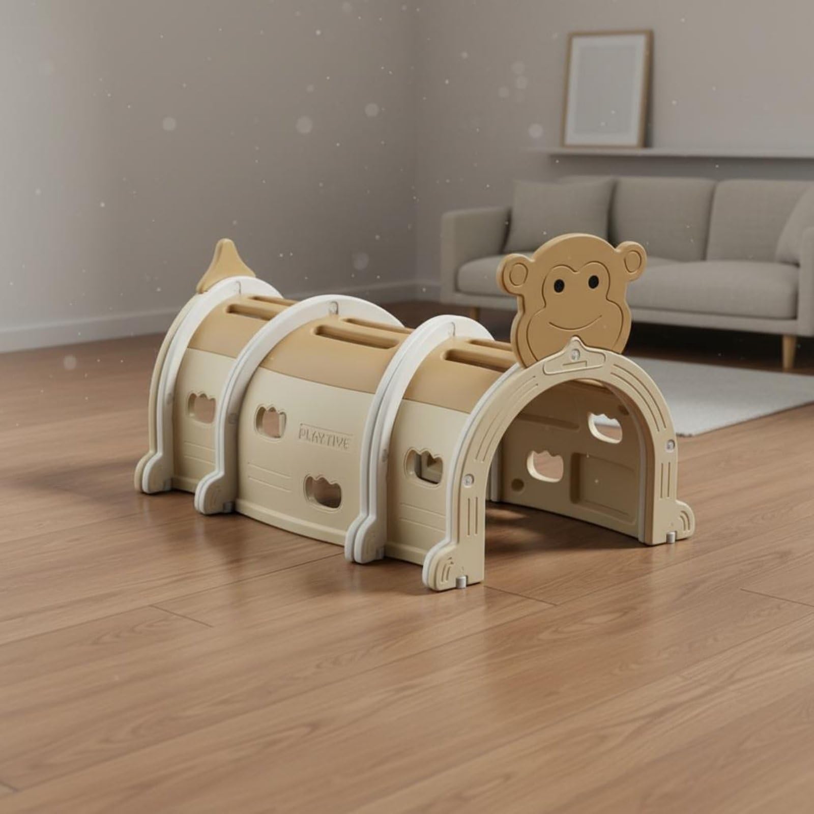 TISHITA Krabbeltunnel Kinder Spiel Tunnel Kleinkinder Spielgerät Kriechrohr Klettertunnel Spielröhre aus HDPE Stabil Und Pflegeleicht für Langlebiges Spielen, Krokodil-Tunnel, 3 Abschnitte, Grün