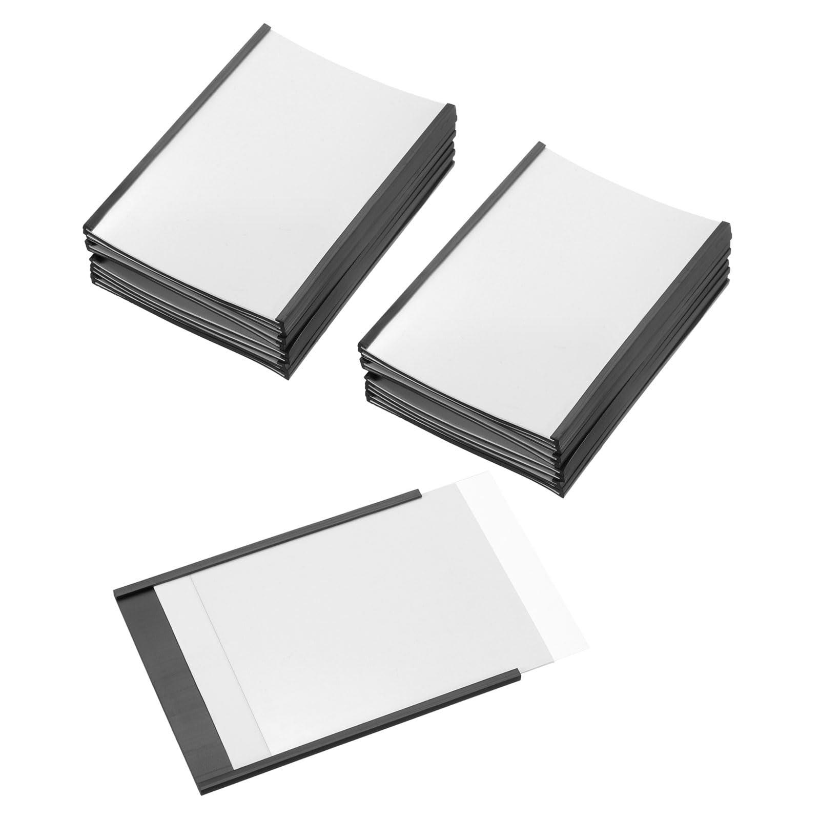 PATIKIL Magnetic Label Holder 4" x 3" with Paper Inserts, 25 Pcs C Channel Magnetic File Cabinet Labels Shelf Data Card Holder Signs for Metal Racks Shelves Whiteboard Tool Box