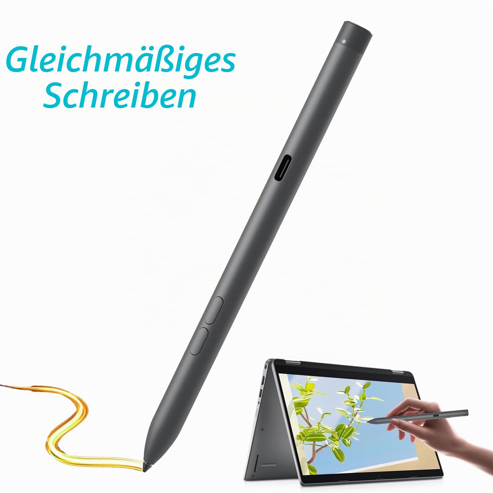 activ Pen PN7522W für Dell 2-in-1-Laptop, Latitude 3340 5310 7210, für Inspiron 7420 7425, XPS (Schwarz), Active Stylus