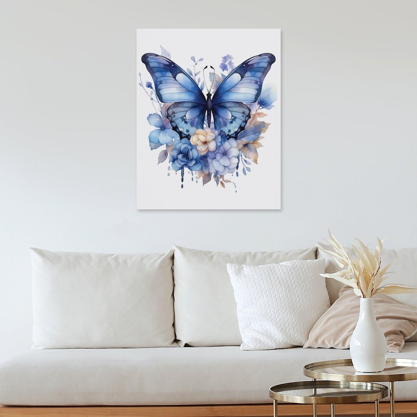 絵 水彩画  インテリア 絵画 インテリア キャンバス画 水彩画 小鳥のいる風景 | iichi