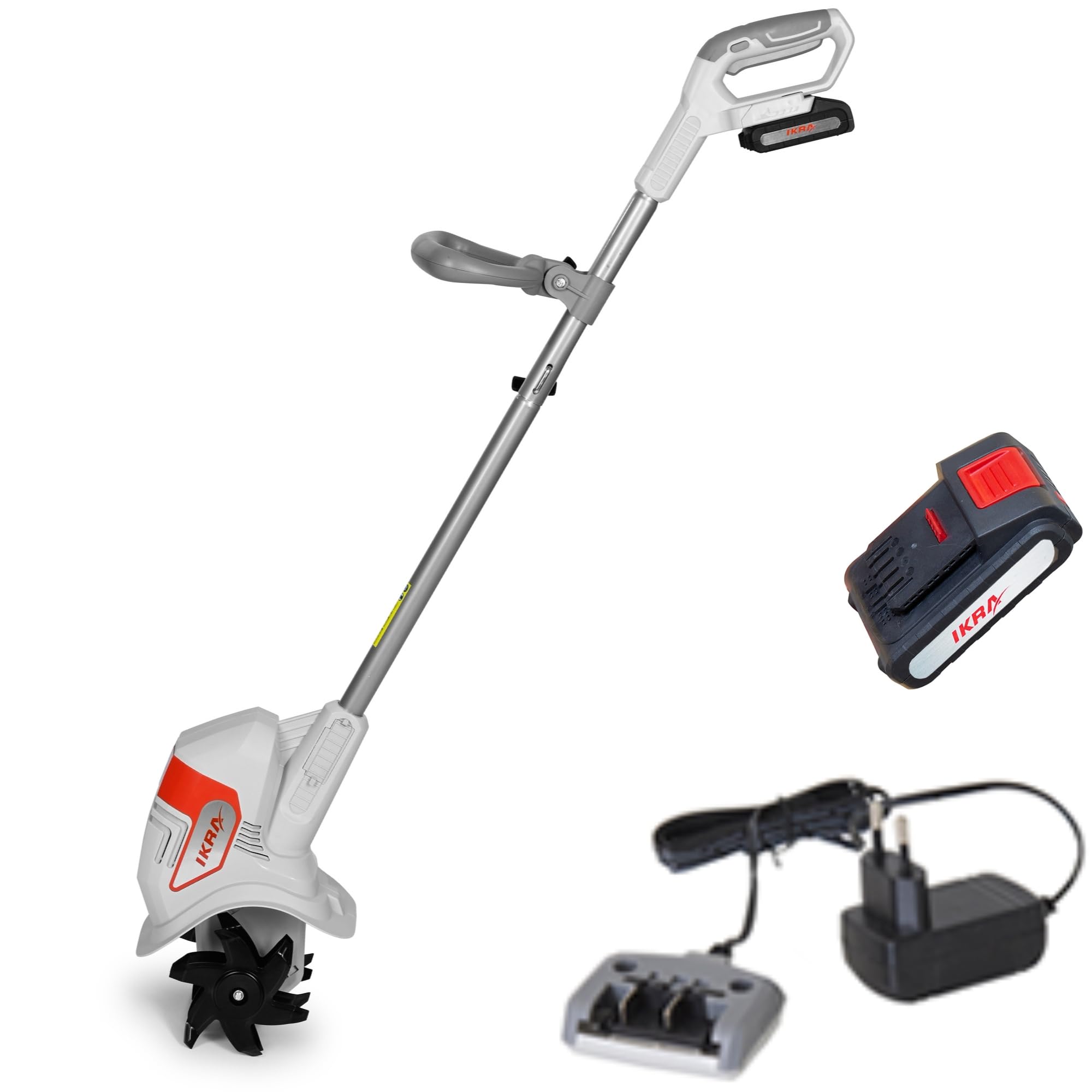 IKRA motozada IAMH 20, Ancho de Trabajo 19 cm, con batería y Cargador | Profundidad de trabajo de hasta 15,5 cm, ligero, almacenamiento ahorra espacio, gama de baterías de 20 V de IKRA
