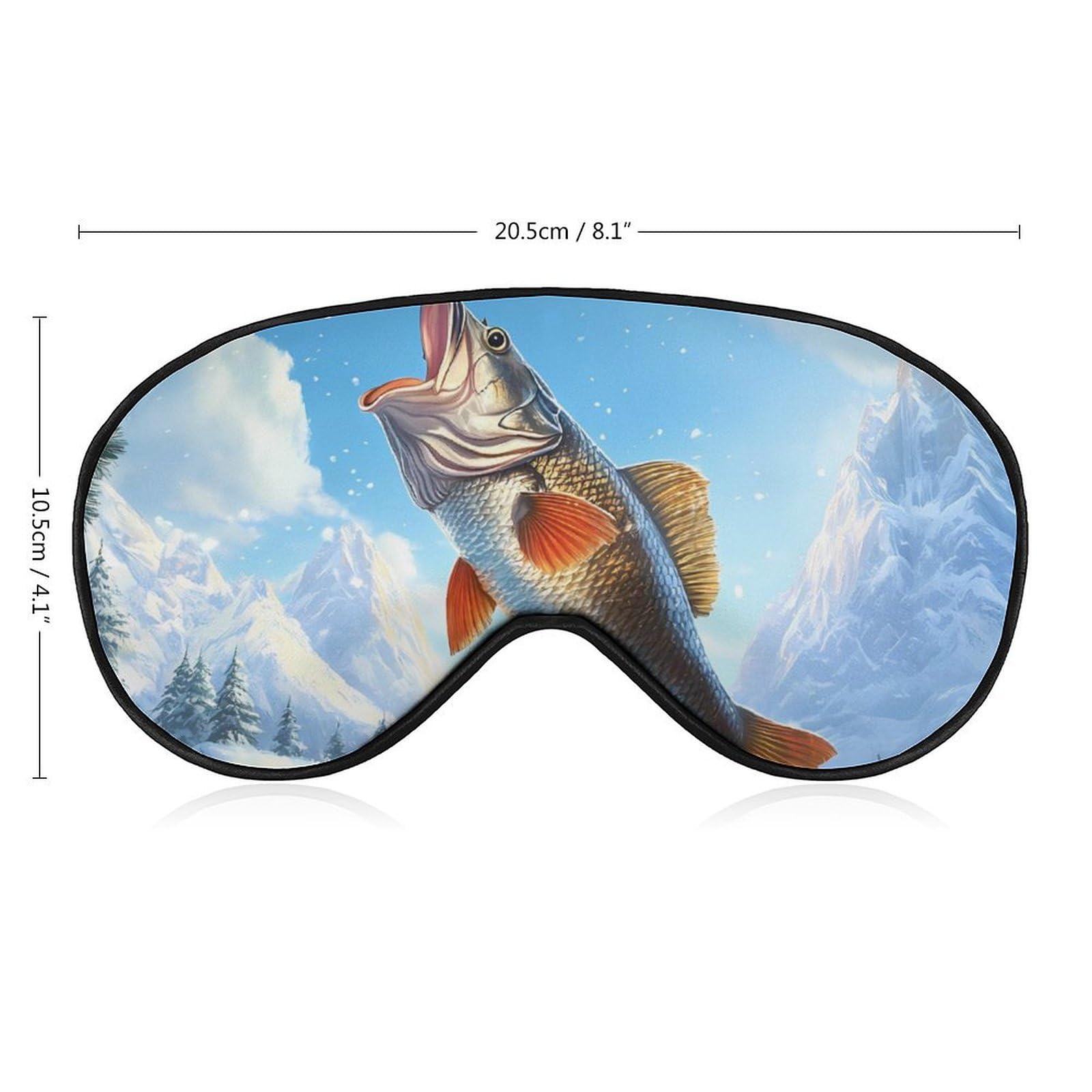 Bass Fish in Snow Day Sleep Mask Eye Shade Cover Adjustable Strap for Travel Lunch Break Women Men