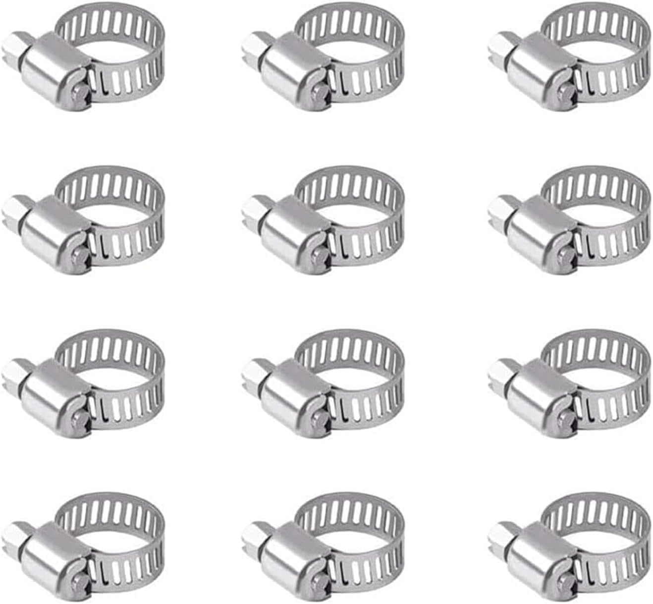 Kjzeex 40 Pcs 6-12Mm 12Pcs 6-12Mm Hose Clips Jubilee Clips Adjustable 304 Stainless Steel Hose Clamps Worm Drive Pipes Hose Clamps Clips