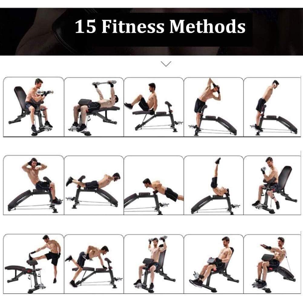 Banco Multifuncional Gym Banco de Musculacion Capacidad de Peso de 200 kg/440 lbs, Ajuste de ángulo de 6 Niveles, Banco Inclinado de Gimnasio con inclinación Plana para Press de banca