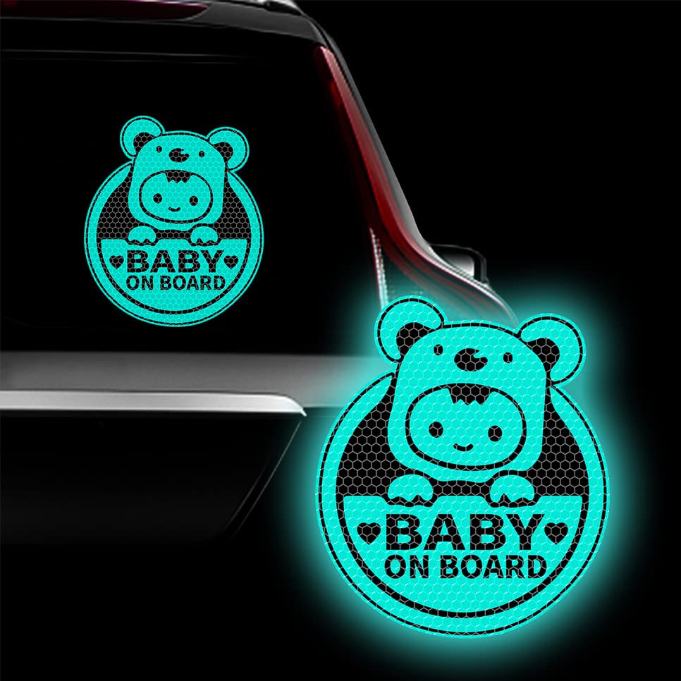 Baby On Board Sticker for Cars, Cute Koala High Intensity Reflective Waterproof Vinyl Car Decal Kids in Car Safety Sign for Car Window Bumper 6"x7" (Sticker-Mint Green)