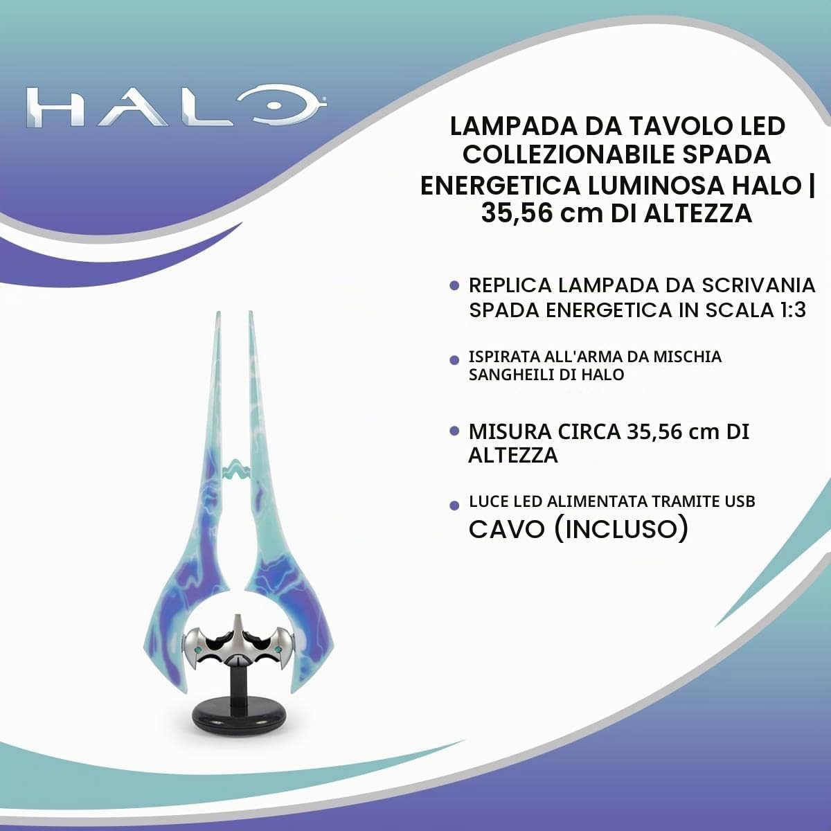 Ukonic Lampada da tavolo a LED da collezione a forma di spada energetica, 35,5 cm di altezza