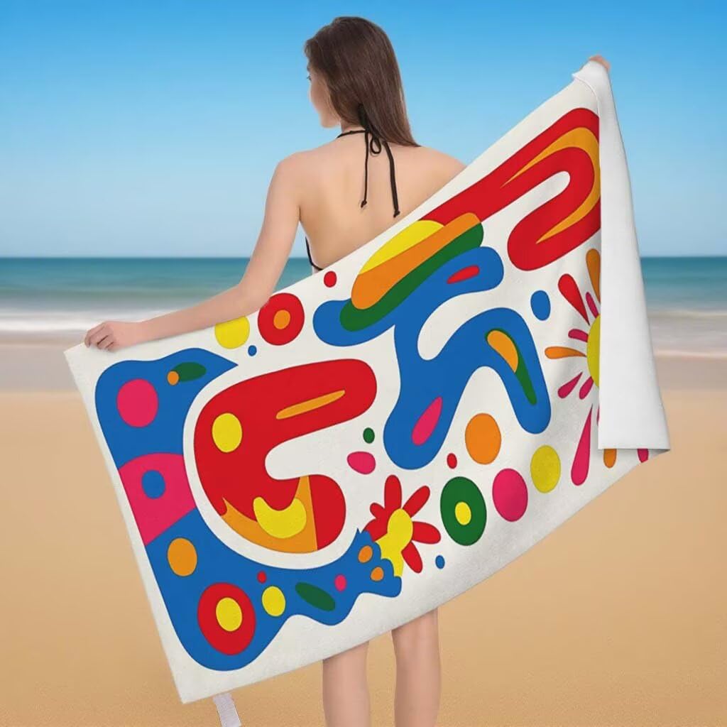 Toalla de Playa Grande 220x100cm/35x70cm, Juego de 2 Toalla Microfibra XXL de Antiarena, Toallas Playa Suave Ligera, Absorbente Secado Rápido, Beach Towel Viaje, Regalo Mujer Hombre (Abstracto) F-73