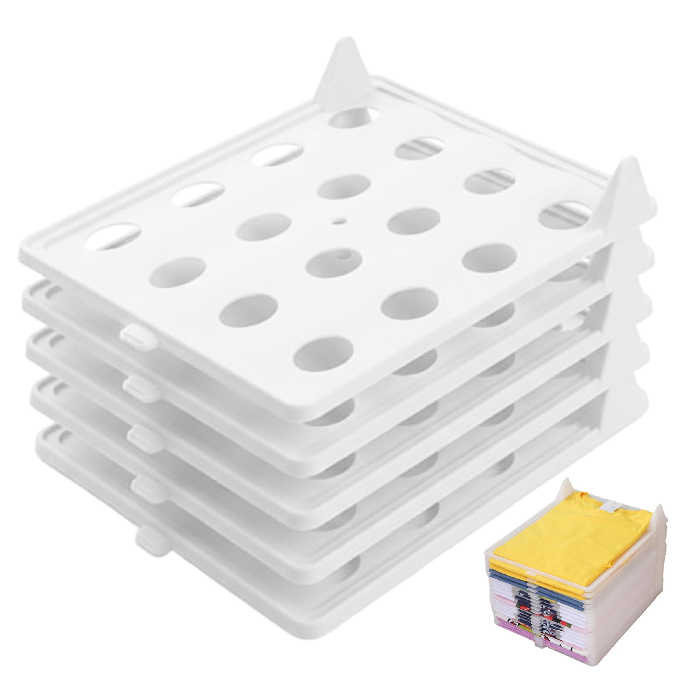 Neptuiby Shirt Folder, Stackable Shirt Organizer, White Plastic Folder & Organizer for Closet and Drawer Storage.