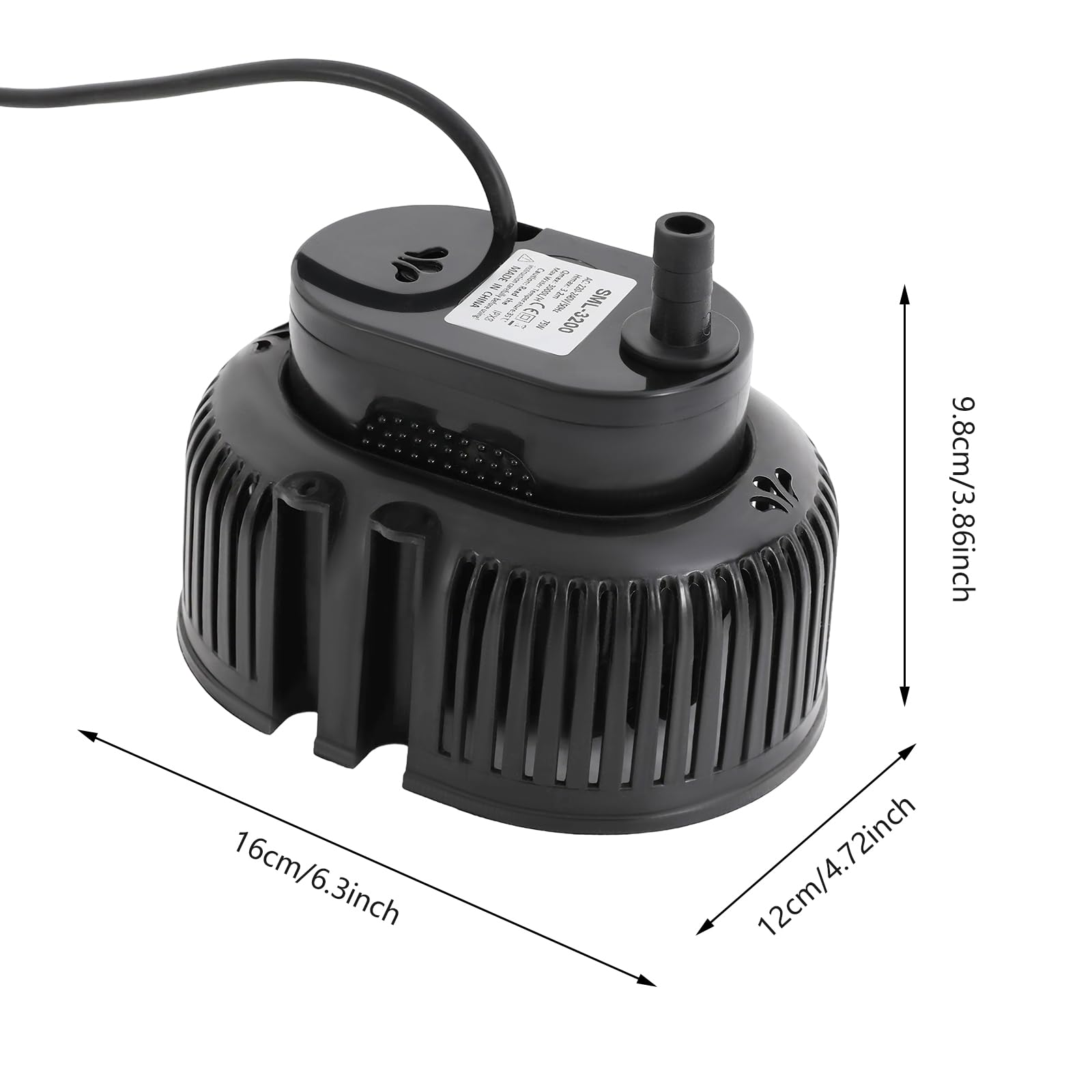 Pompe de piscine 75 W pour pataugeoire, pompe filtrante avec conduite d'eau, raccords, pompe filtrante IPX8 pour étangs, bassins, piscines, fontaines, aquariums, irrigation agricole (noir)
