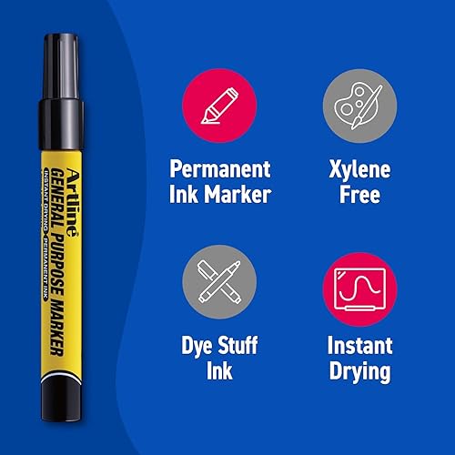 Miniatura 3 de Artline Marcadores de uso general  Serie profesional  Permanentes  Para la mayoría de superficies  EKPR-GPM  Punta de bala de 0.059 in  Paquete de