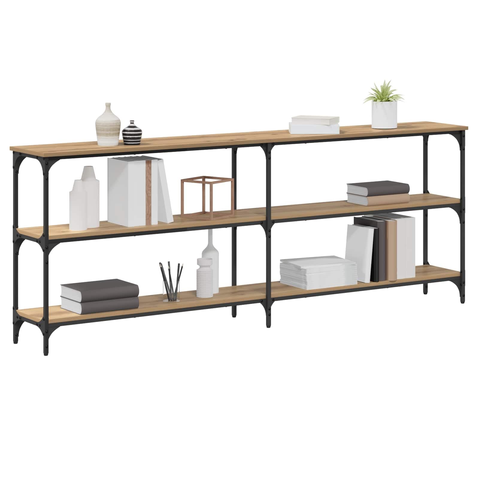 vidaXL Console Table Artisan oak 200 x 29 x 75 cm, Contemporary Console Table, Rectangular Design, Ample Storage, Stylish Accent, Durable Materials, Levelers for Stability