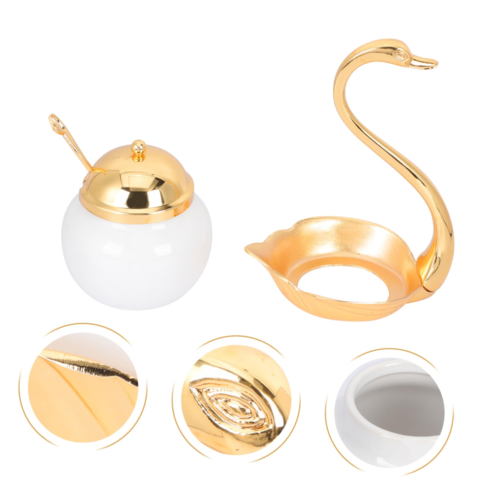 BESPORTBLE 1 Set Swan Sugar Bowl Empty Container Cookie Jar Terrariums Glass Coffee Container Glass Container with Lid Ceramic Seasoning Pot Candy Kitchen Supplies Aluminum Alloy