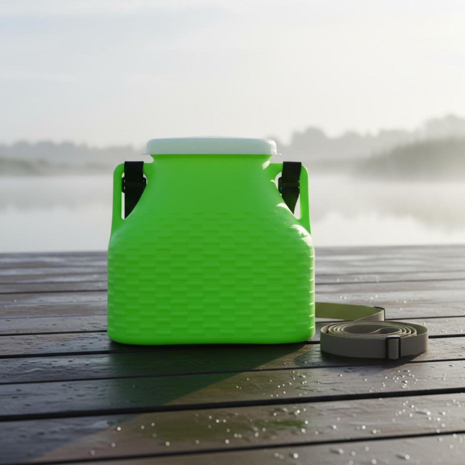 Seau de Pêche avec Bandoulière Imperméable Boîte à Poissons Vivants Portable Grande Capacité Seau à Vifs Portable pour Bateau, Vert, 20 litres