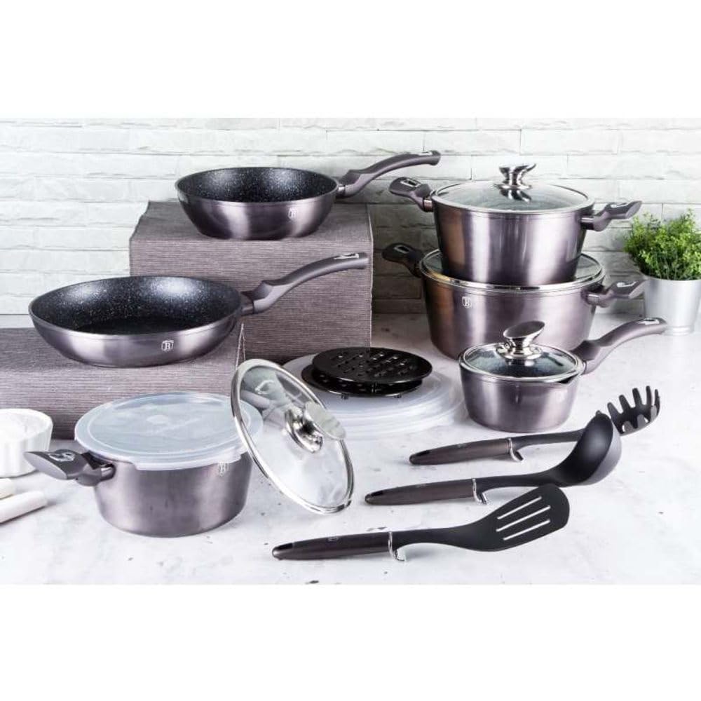 Berlingerhaus Ustensiles de cuisine avec support mural 7 pièces en carbone pour ligne BH-6330