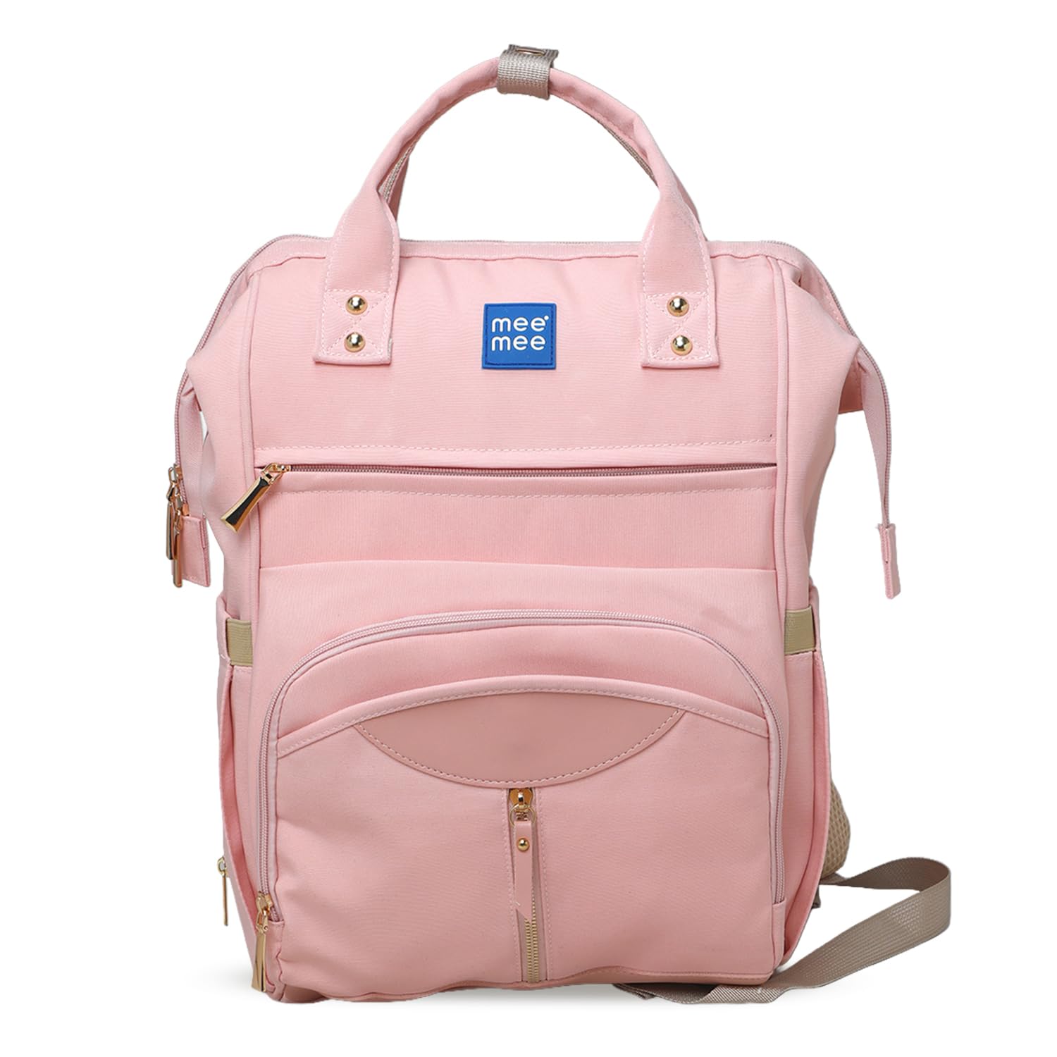 Mee Mee Baby Bloom Diaper Bag Backpack | Large Capacity Baby Bag with Multi Pockets | Bottle Warmer Pocket | Changing Mat | Stroller Straps | Travel-Friendly & Comfortable (Pink)-image-45
