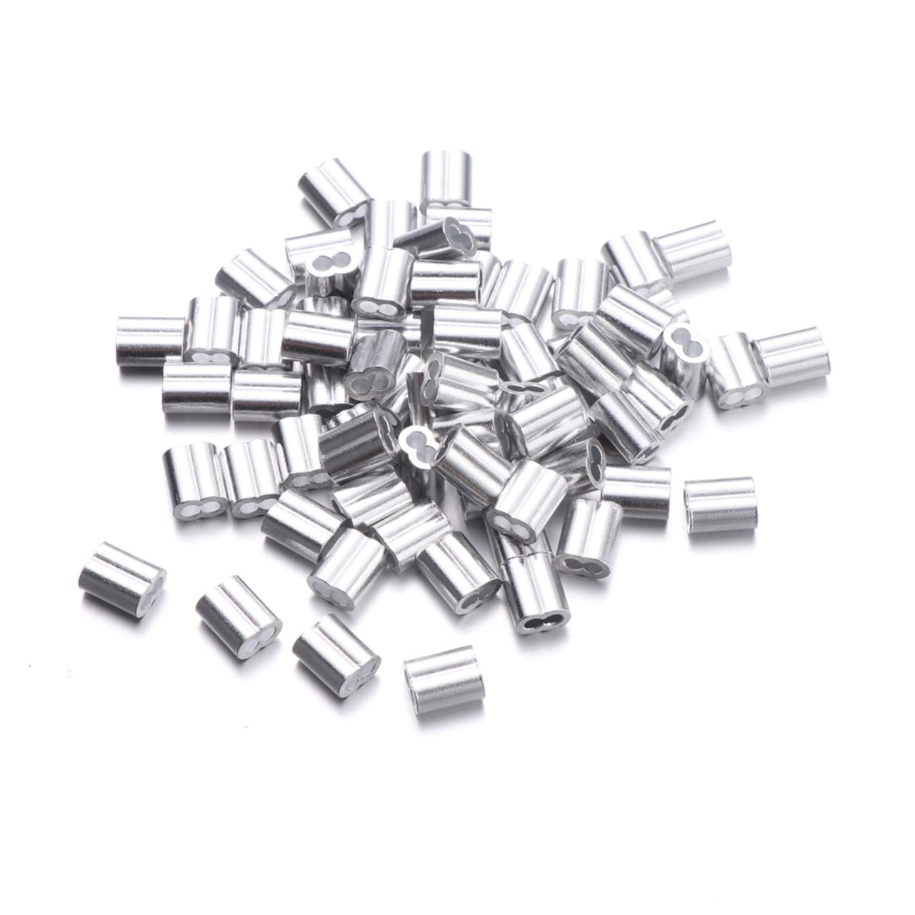 CIYODO 100pcs Steel Rope Joint Aluminum Crimping Loop Sleeve for Wire Cable Crimp