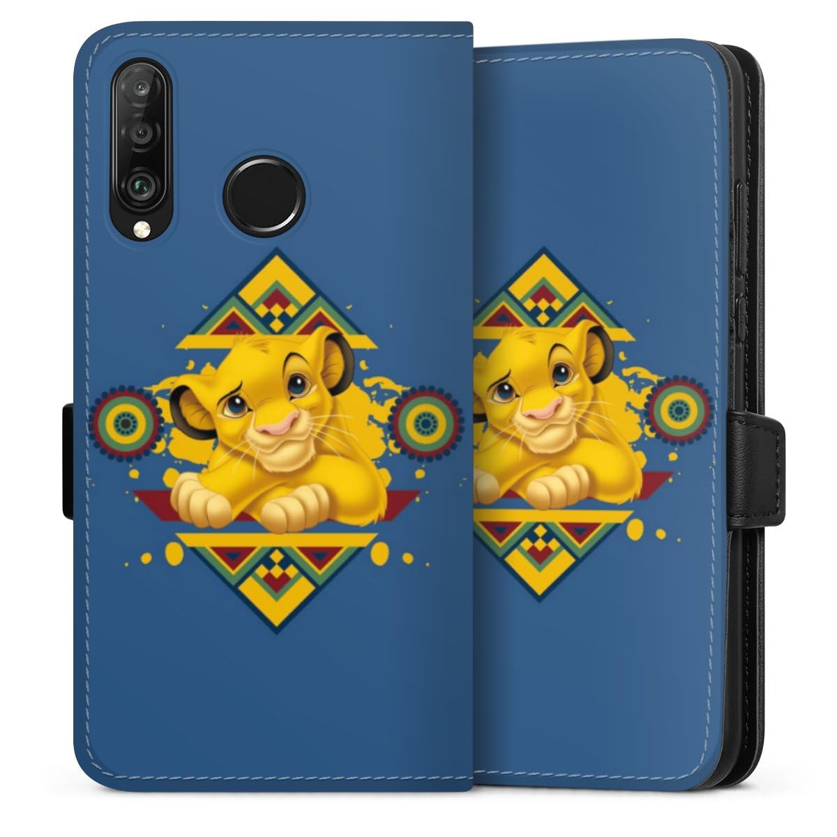 DeinDesign Etui Compatible avec Huawei P30 Lite Premium Etui Folio Etui magnetique Le Roi Lion Simba Produit sous Licence Officielle
