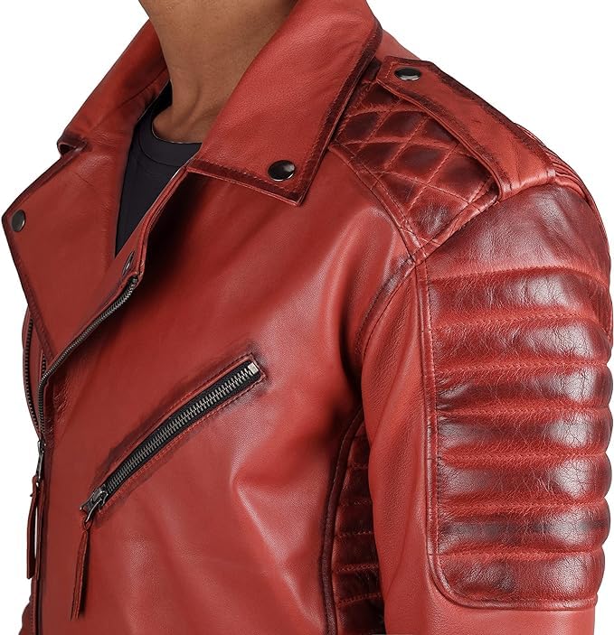 Image of Men Leather Jacket - Lambskin Winter Vintage Motorcycle Biker Jacket, Coat Soft & Stylish Moto Ride & Racing Jacket's