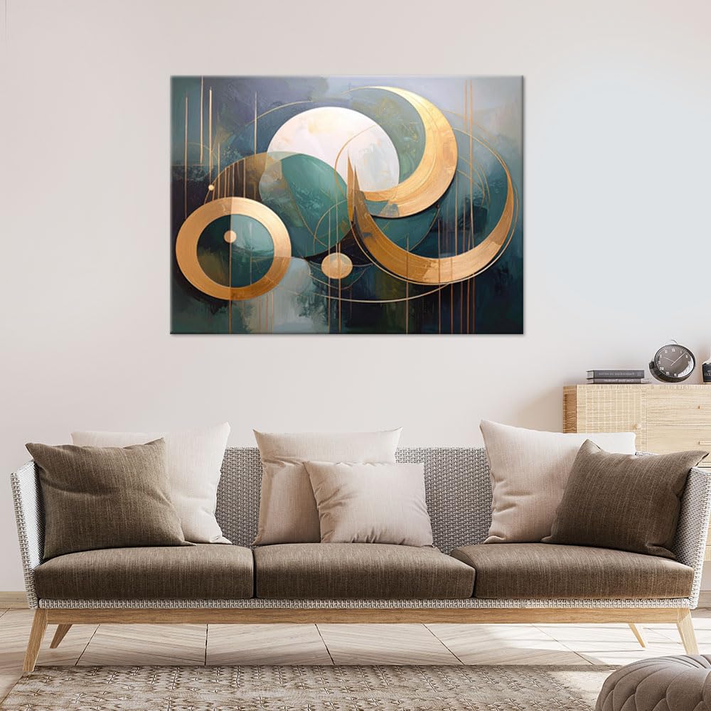 Feeby Obraz na Płótnie Canvas do salonu sypialni kuchni biura na ścianę - Geometryczne kształty koła - 120x80 1-częściowy - Nowoczesny Obraz ścienny Modna Dekoracja Sztuka Ścienna Zdjecie