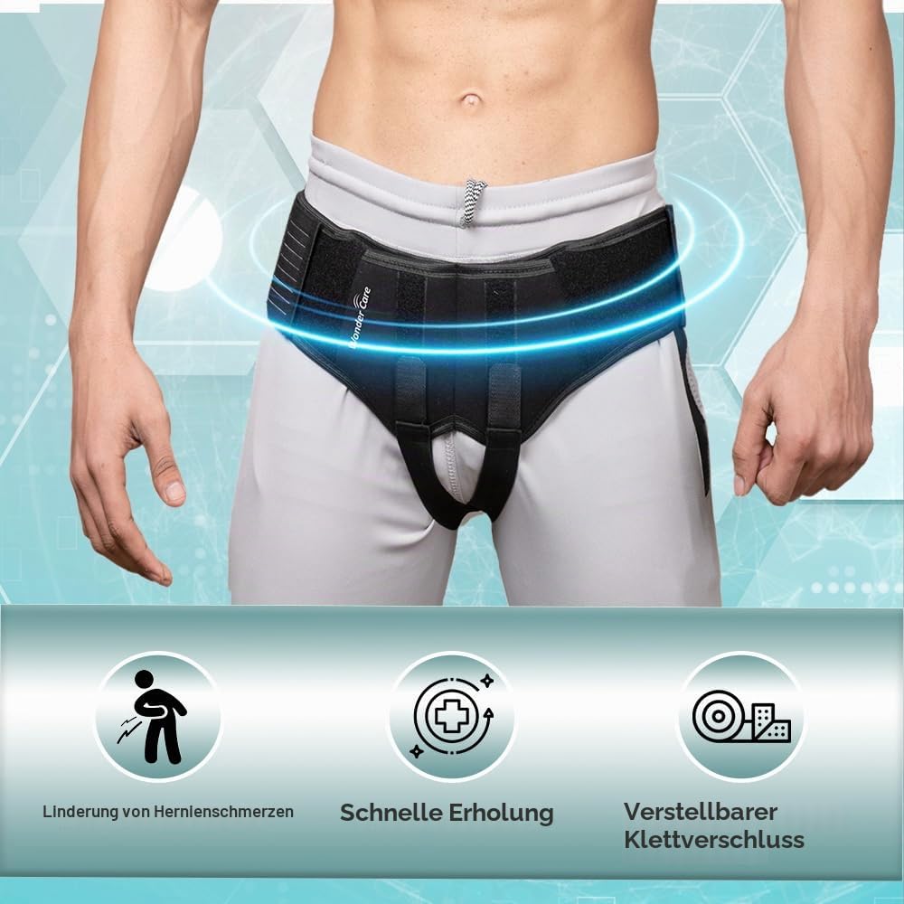 Wonder Care Schwarz Leistenbruch Gürtel für Männer Hernie Truss Klammer Large