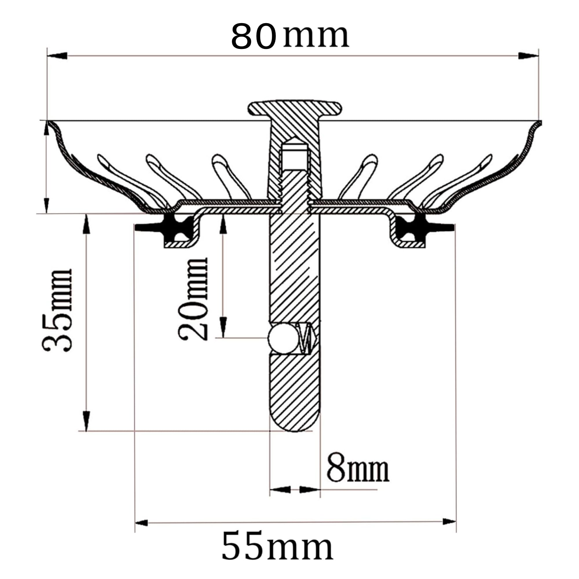 YOXITIXOT Kitchen Sink Plug Strainer, Stainless Steel Sink Plug Replacement,Universal Sink Drainer Plug, Hole Diameter 80mm - Image 2
