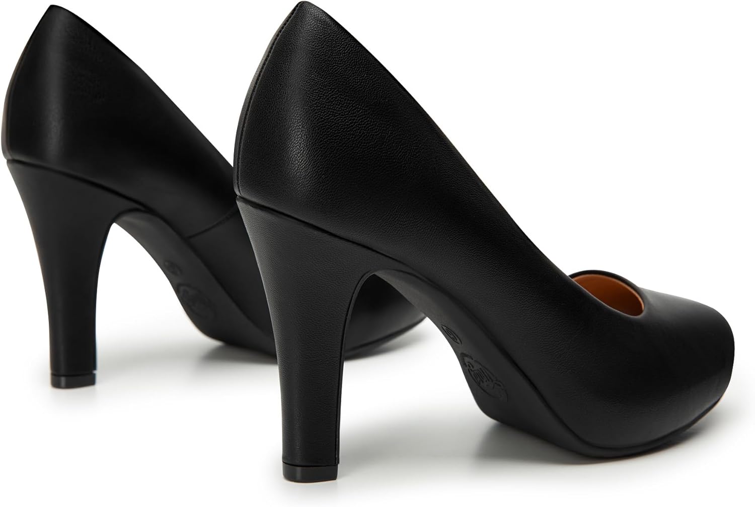 Trary Women's Heels for Women, Black Heels White Heels Brown Heels Nude Heels, Low Platform Heels, IN3.2 High Heel Closed Round Toe Pumps Dress Office Wedding Shoes for Women 7.5 New Black