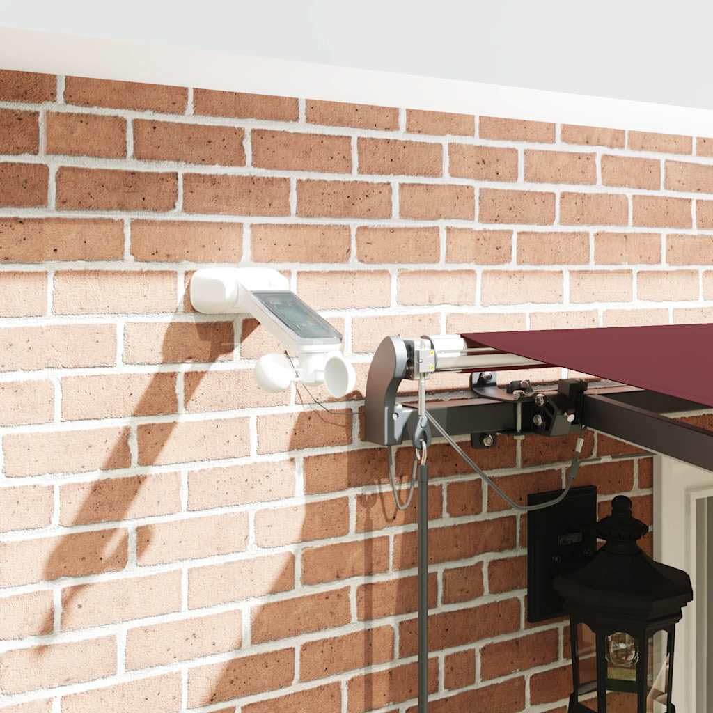 Toldo automático con LED burdeos 400 x 300 cm, aluminio recubierto de polvo, extensible con sensor de viento, iluminación LED, protección solar para terraza, balcón, jardín, exterior